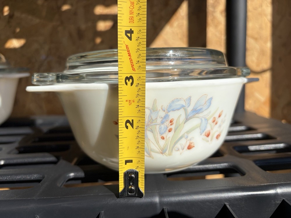 Pyrex Blue Iris Approx 6.5” Dia. X 2.75” Deep