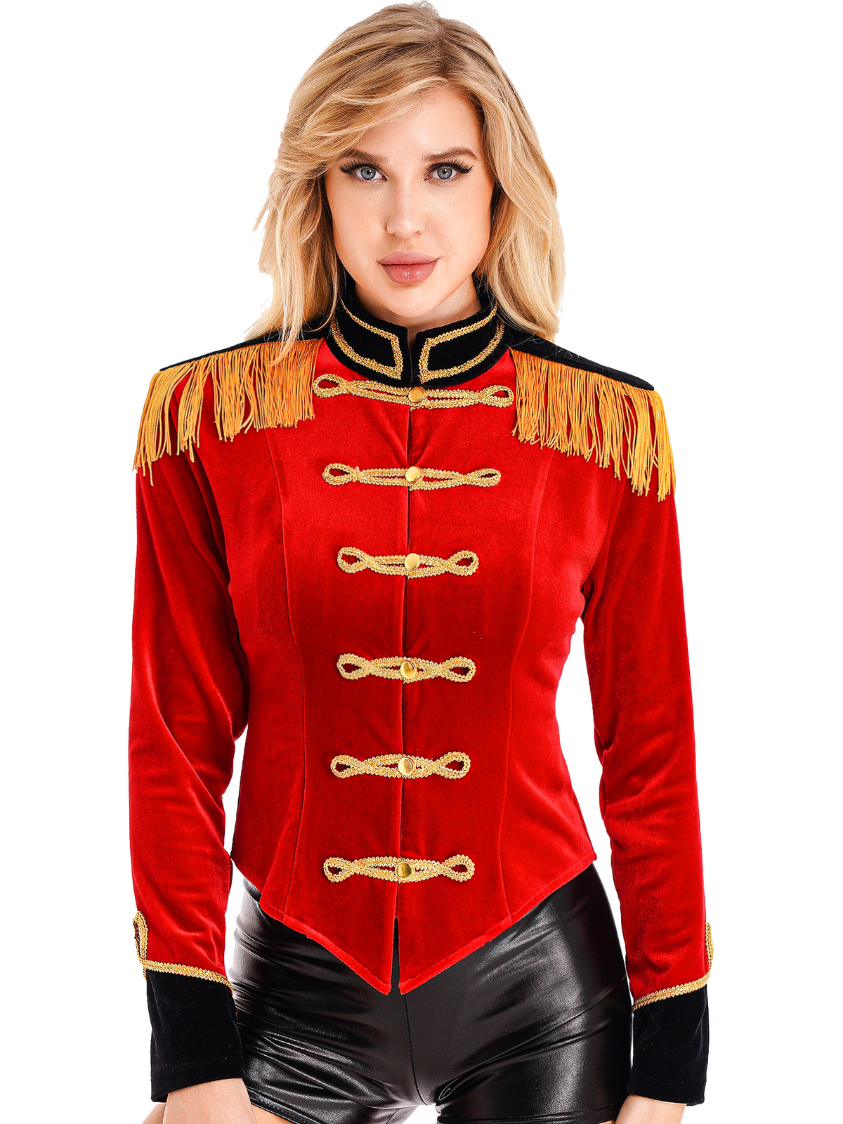 YiZYiF Women Circus Ringmaster Costume Long Sleeve Jacket Coat Halloween Cosplay