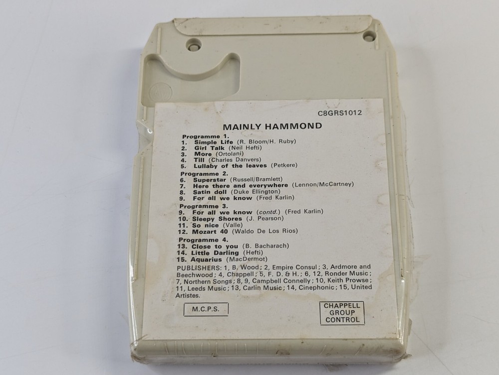 Brian Sharp Plays Mainly Hammond 8 Track Cartridge 1970's Unopened