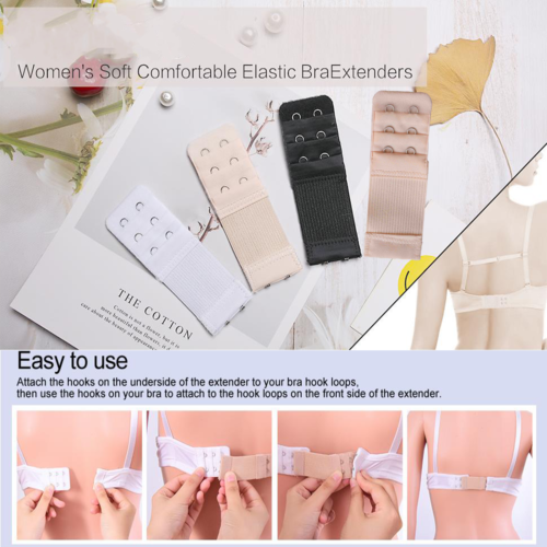 4Pcs Adjustable Bra Extender 2/3/4 Hooks with Elastic Extension Underwear Strap