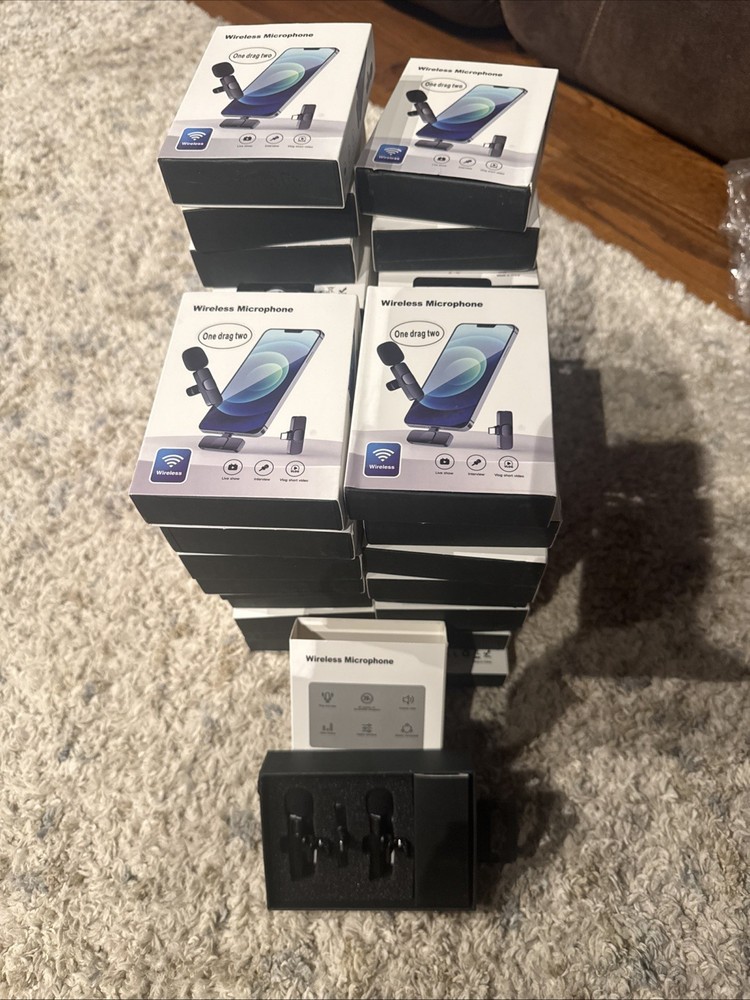 Wireless Mini Microphone for iPhone 2 Pack Microphone Recording Noise Reduction