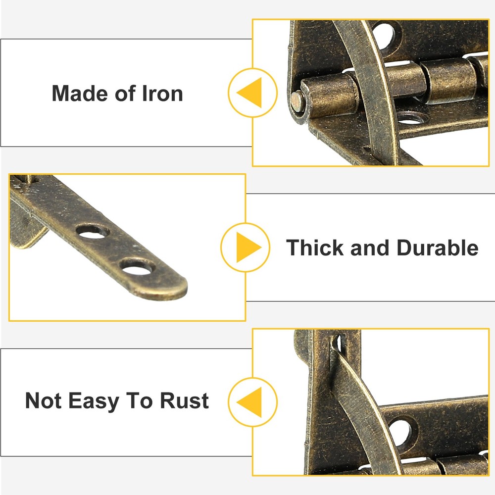 2Pcs Box Quadrant Hinge 30.5x40mm Folding Support Hinges Bronze