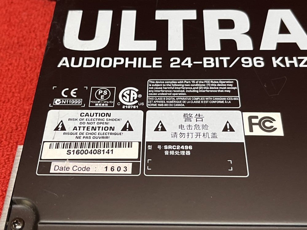 Used Behringer Ultramatch Pro SRC2496 AD/DA Sample Rate Converter Good Condition