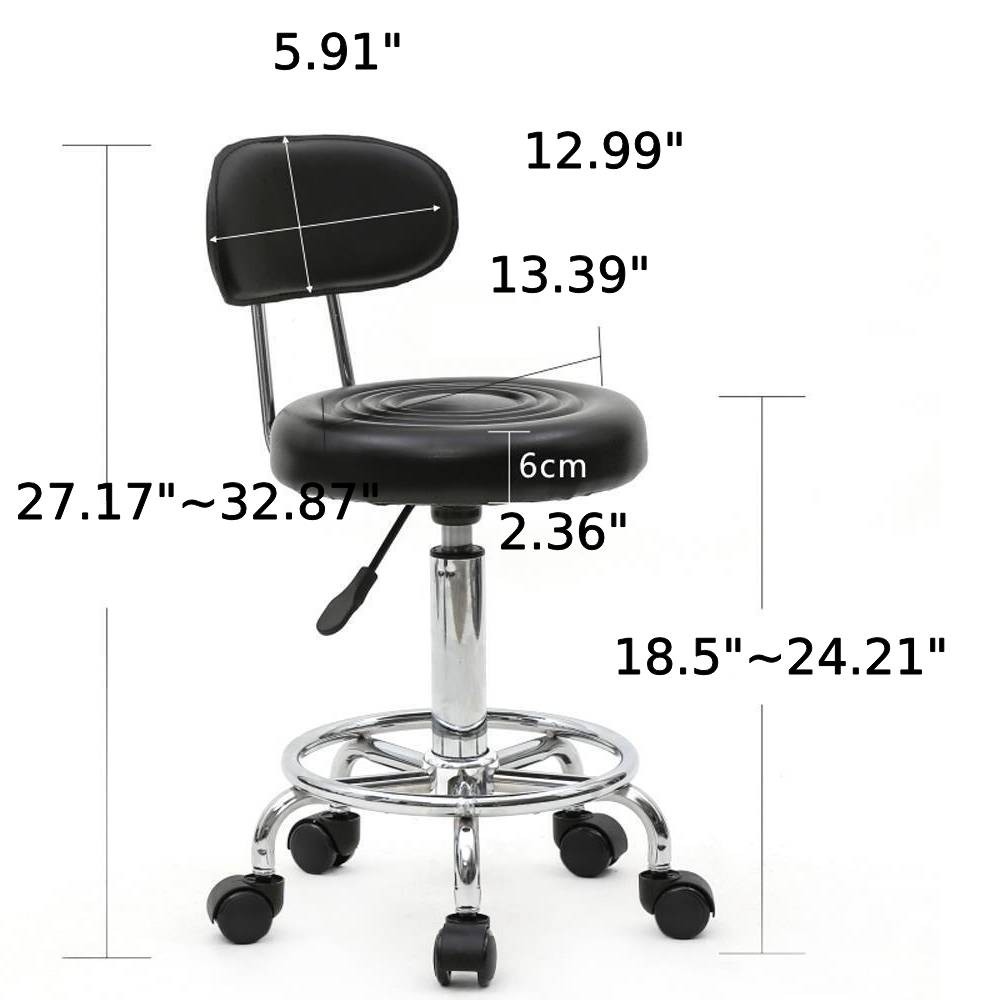 Rolling Garage Stool Adjustable Mechanic Work Shop Seat Salon Swivel Chair Black