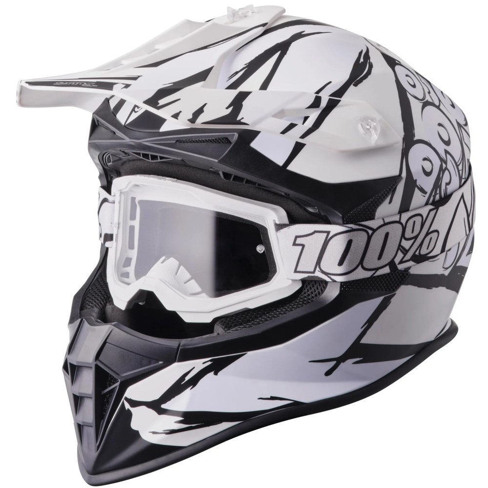 GMS - Motorcycle Cross Helmet - Fortis Graffi - Bundle with 100% Cross Goggles