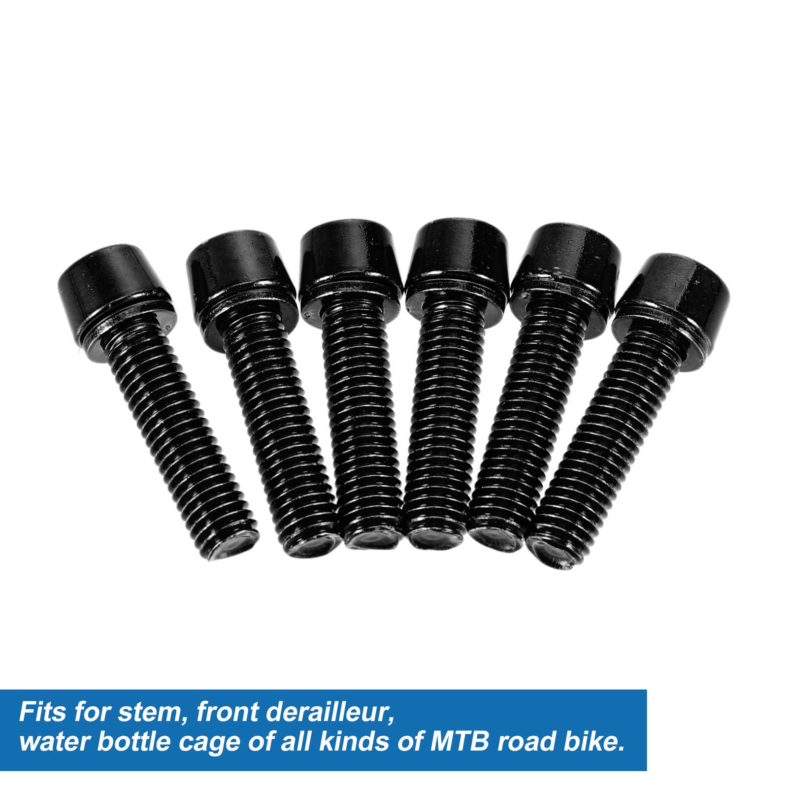 6 Pcs Bicycle Stem Screws for MTB Bike Bicycle Durable M5x20mm Steel Black