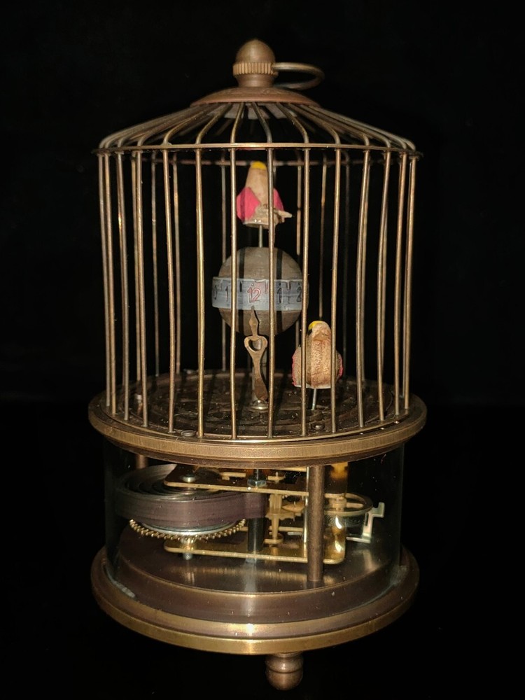 Chinese Rare brass birdcage Mechanical Table Clock