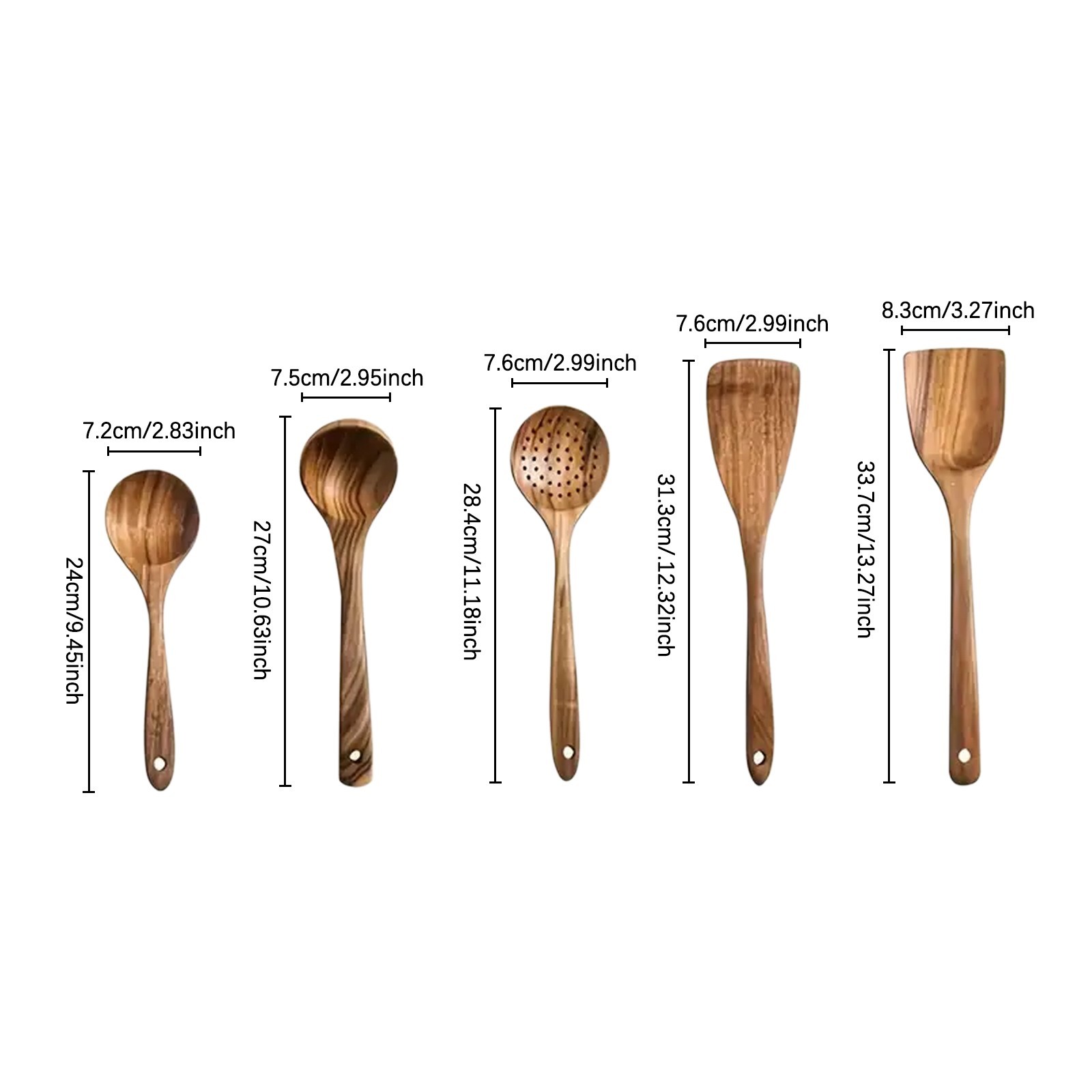 Wooden Kitchen Utensil Set - Natural Cooking Tools for Stirring & Serving