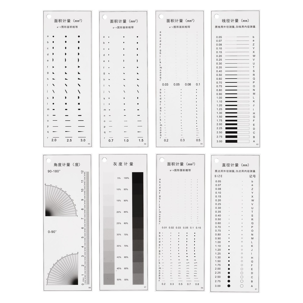 Transparency SEC Size Estimation Chart Diameter Area Line Protractor Gray Scale
