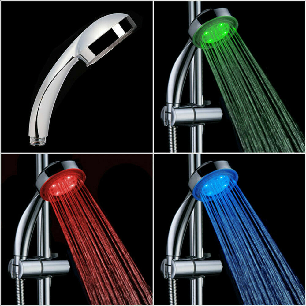 3 Color LED Auto Changing Fixed Shower Head Temperature Sensor Bath Sprinkler
