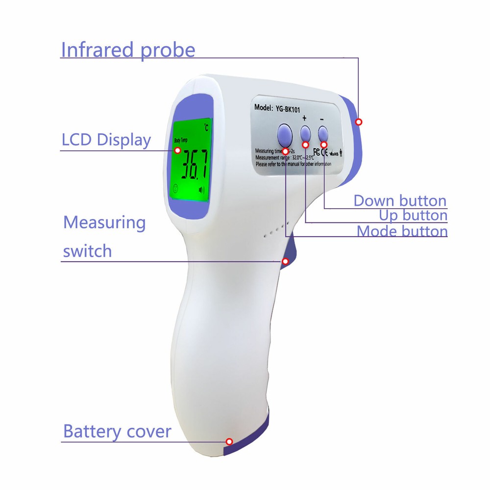 Digital LCD Infrared Thermometer Non-contact Forehead Temperature, 20-pack