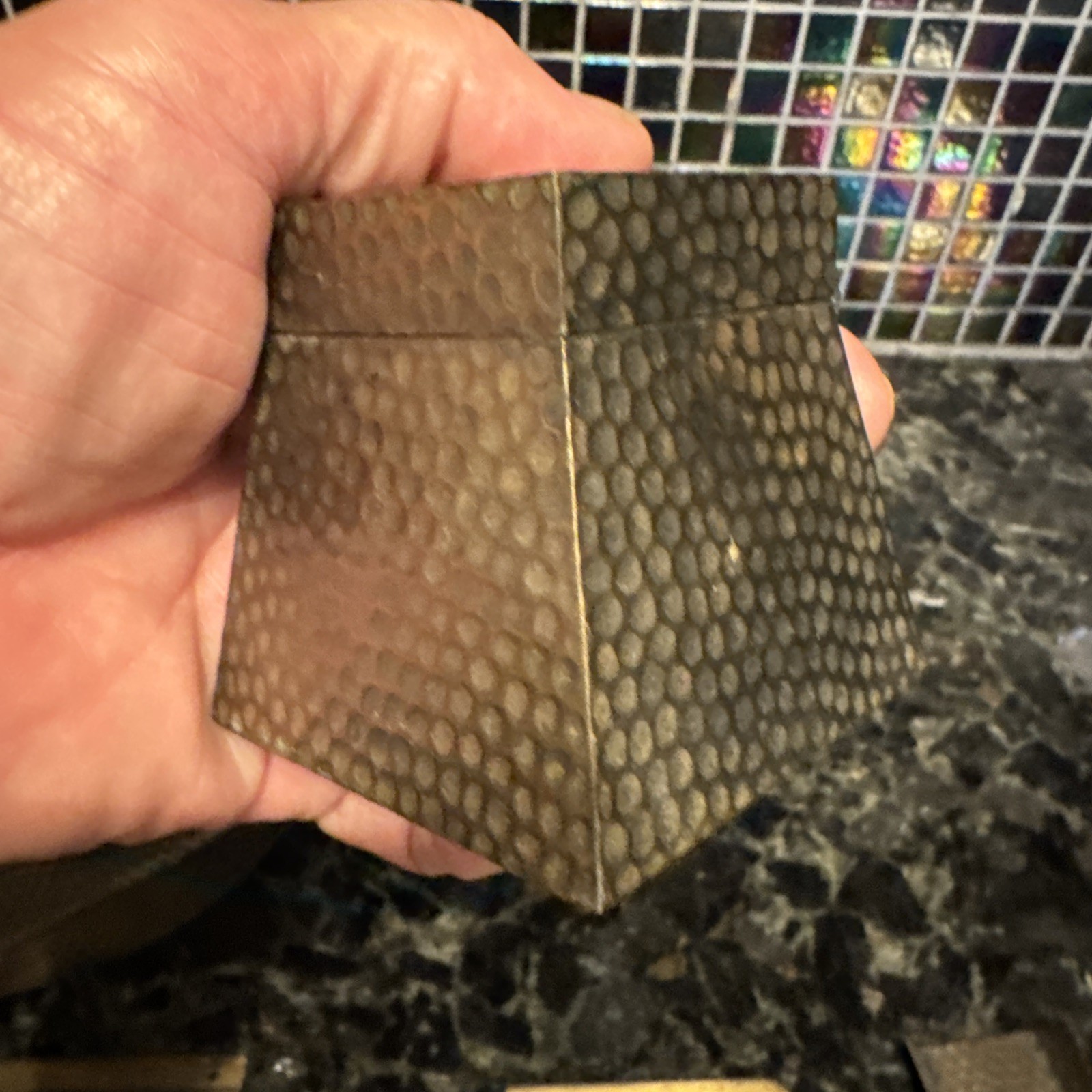 Vntg Signed S.W. FARBER NEW YORK Hammered Brass 7-piece Desk Set ART DECO EUC