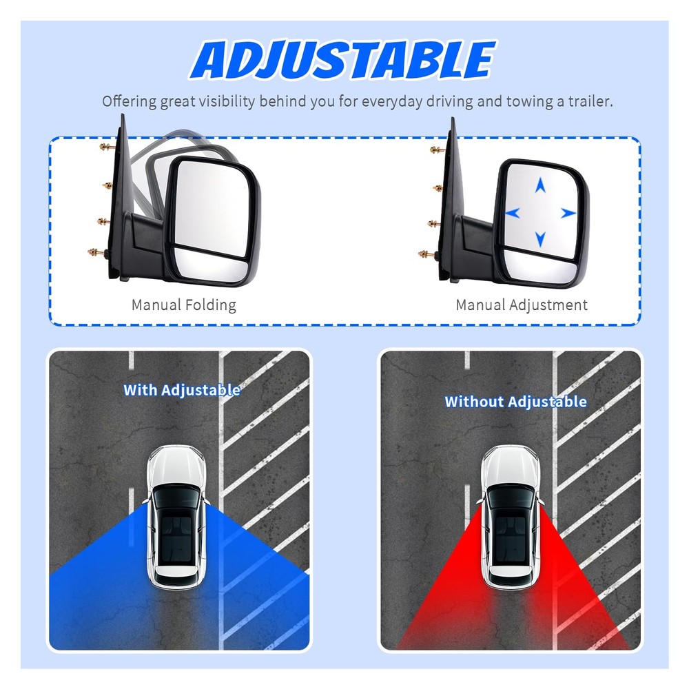 Passenger Side Door Towing Mirror for 2002-2008 FORD E150 E250 E350 E450 E550
