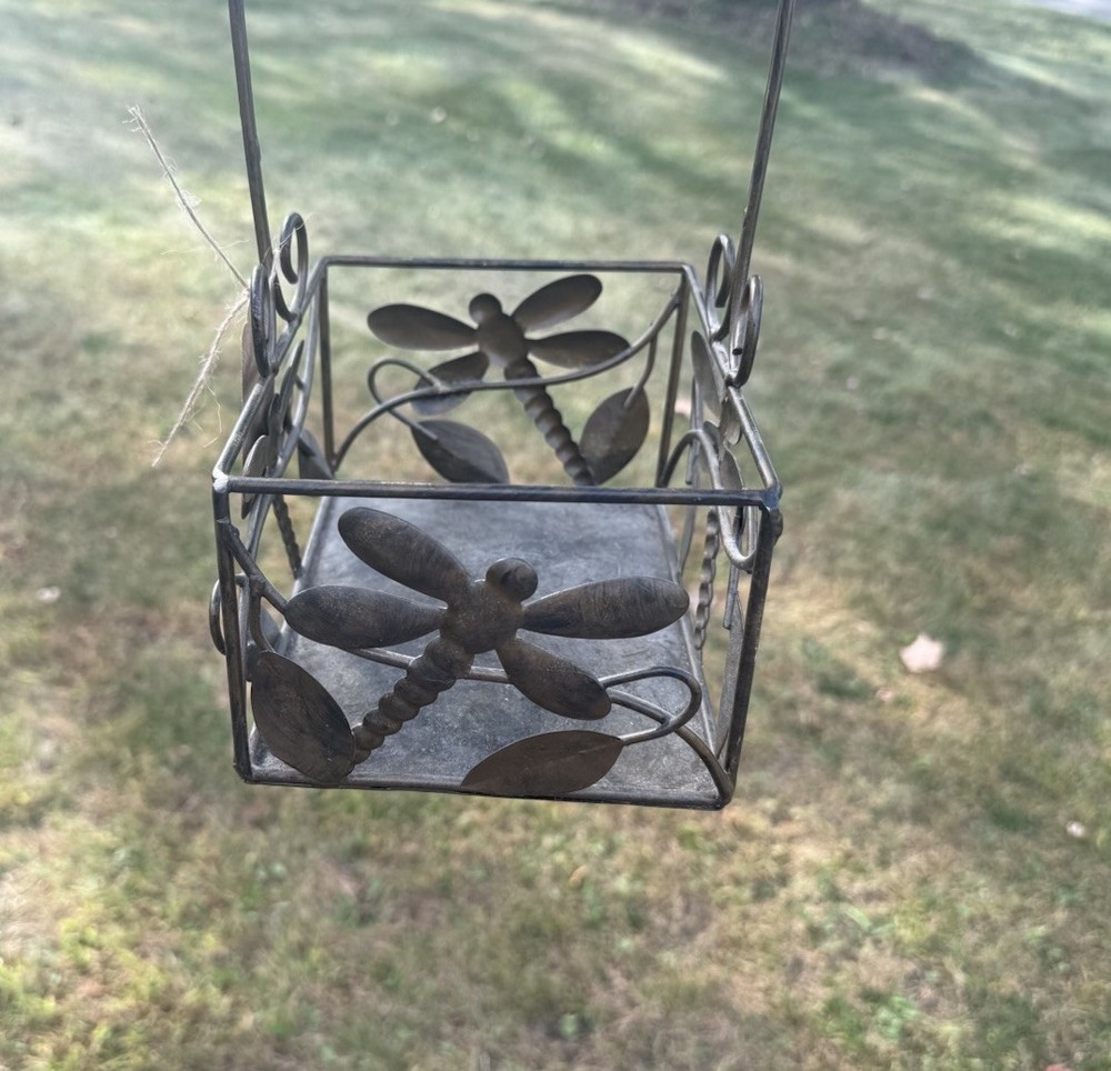 Rustic Metal Dragonfly Hanging Basket