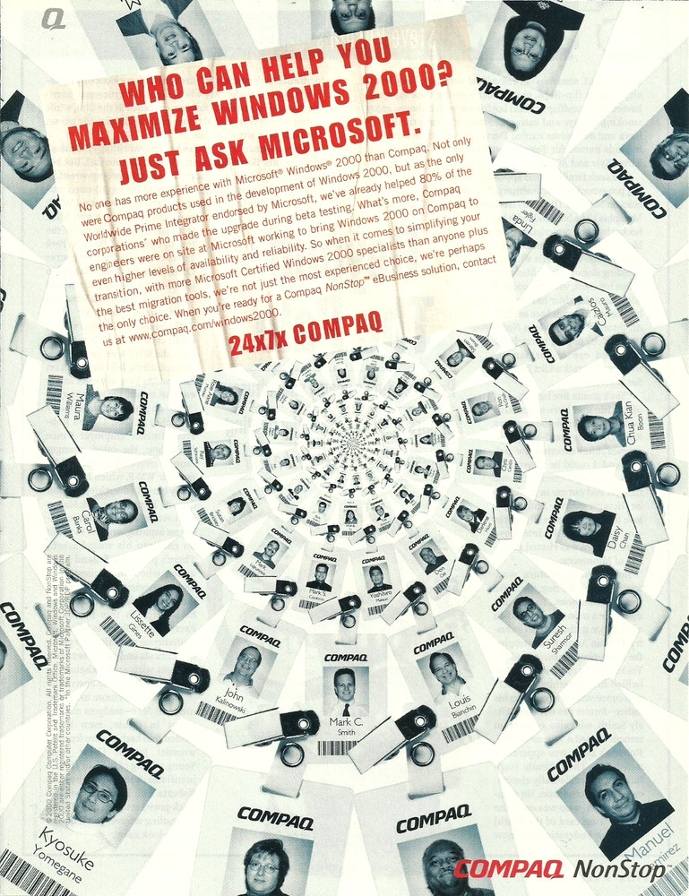 2000 Compaq Computer NonStop Microsoft Windows vintage Print AD Advertisement