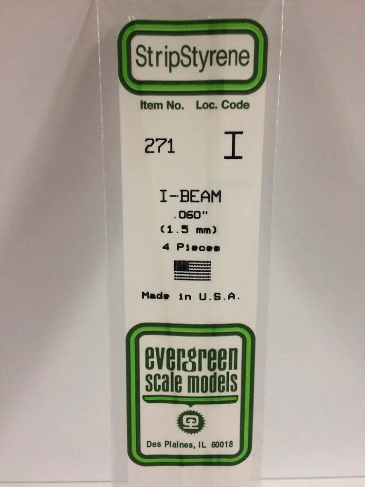 Evergreen Scale Models 271 Styrene I-Beam .060" (4 Pack)