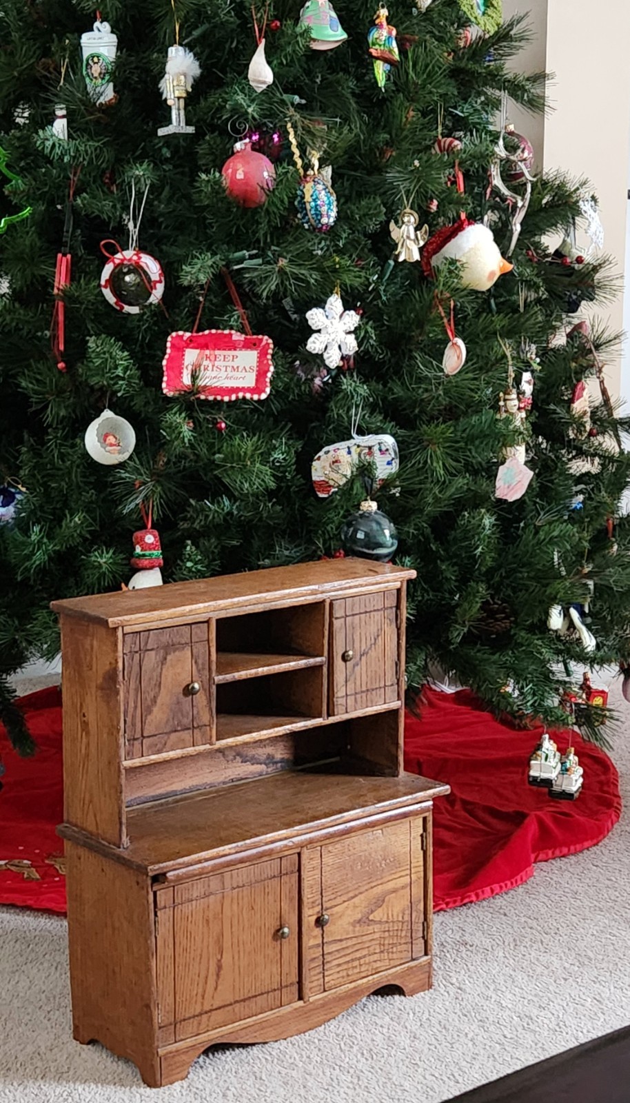 Hoosier Cabinet, Child, Salesman, Bakers Kitchen Work Station, Oak, c1900 18"t