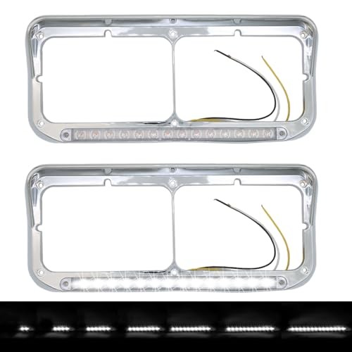 Dual Rectangular 2X for 4x6 Light Headlight Bezel with 12" Clear Lens White LED