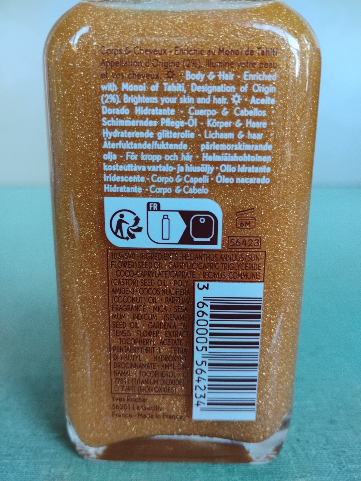 Yves Rocher Monoï de Tahiti Moisturizing Pearly Oil 100ml 3.3oz Exp 06/2028