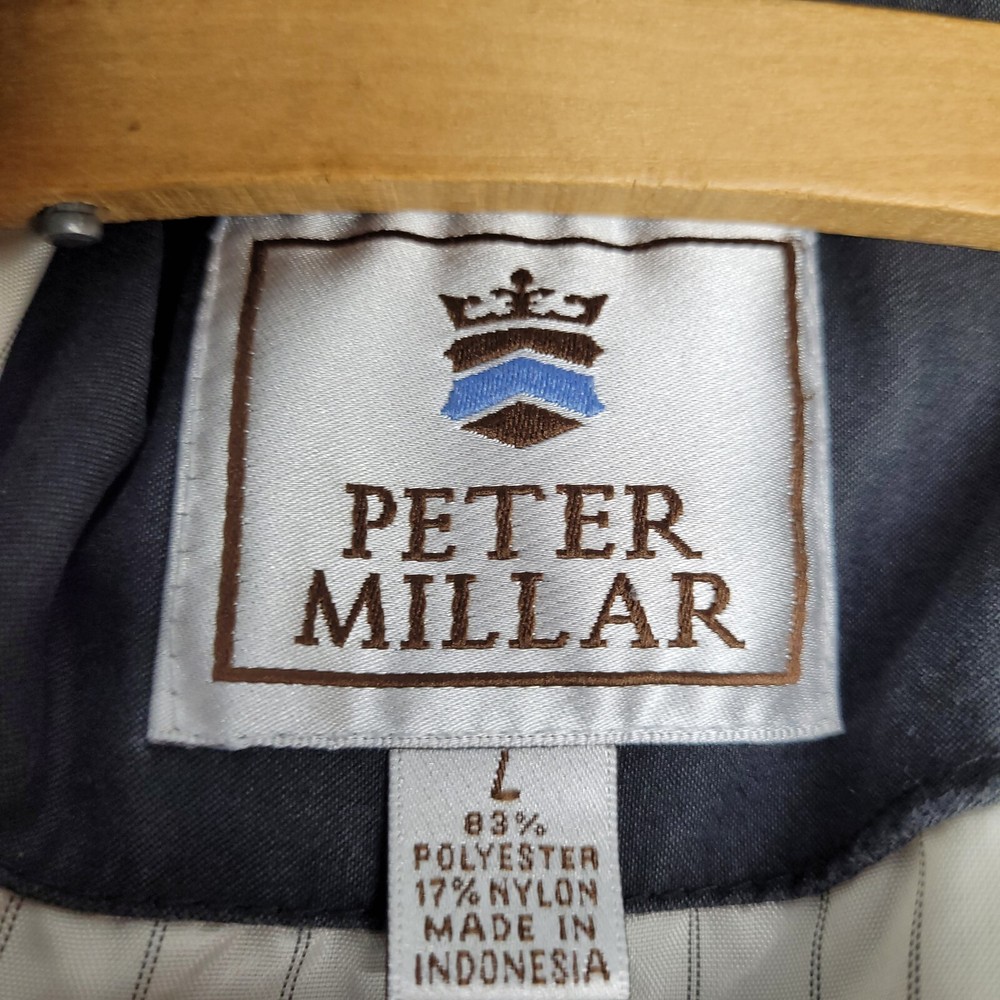 Peter Millar Black Full Zip Lightweight Golf Jacket Size Large Distressed