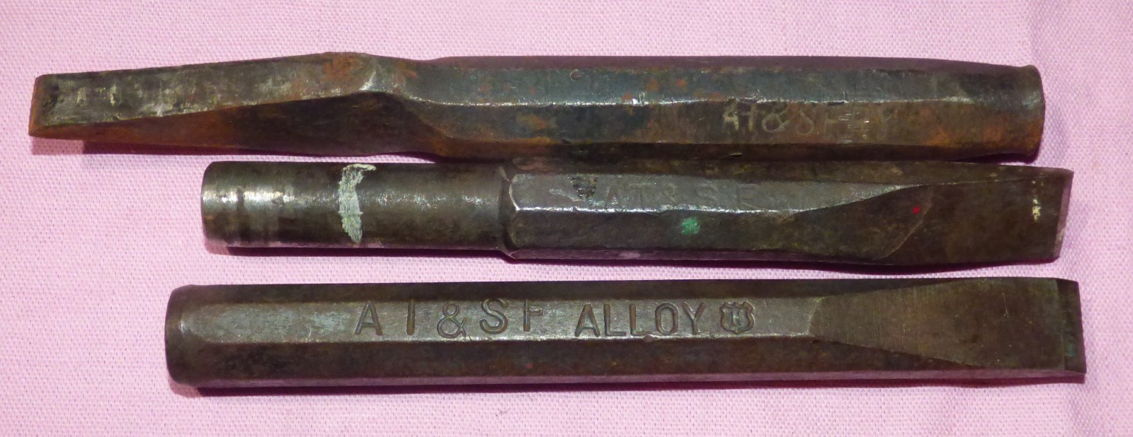 AT&SF Railroad chisel tools lot of 3 used hand tool set