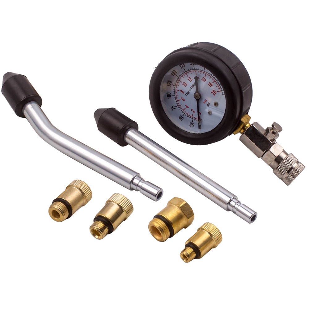 Spark Plug Cylinder Compression Tester Test Kit Measuring Tool w/ O-ring