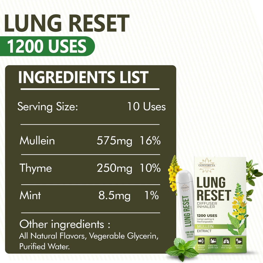 Lung Detox Rechargeable Mullein Diffuser Pen | Natural Mullein Leaf | Lung He...