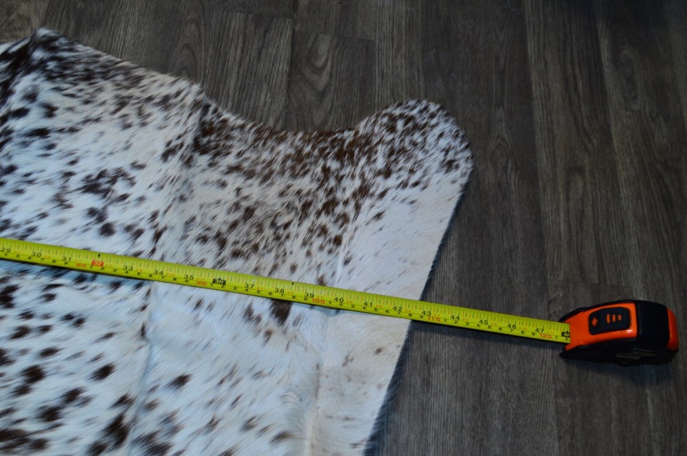 Brown & White Spotted Cowskin Rug 4x3.5'