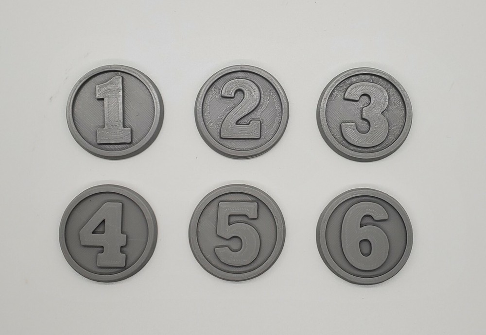 3D Printed Round Numbered Disk Objective Markers for Tabletop Gaming
