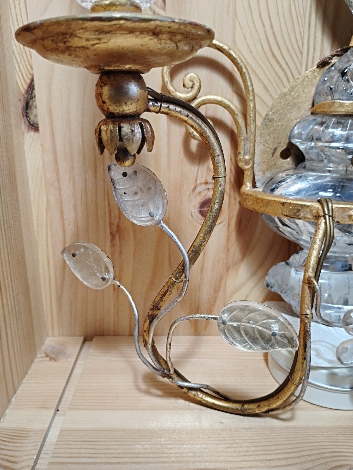 1 Antique Maison Bagues French Crystal Glass Parrot Bird Wall Sconce