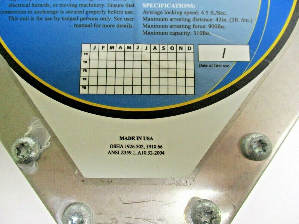 WEB DEVICES FALL ARREST SYSTEMS, 30' CABLE RETRACTABLE WITH CARIBINEER