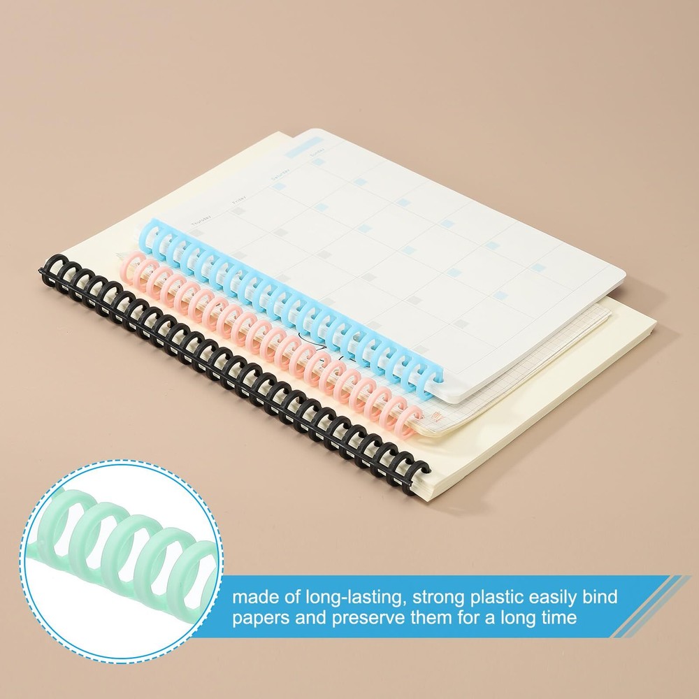 12mm1/2" Plastic Spiral Binding Coils 50 Pcs Set Binding Spirals 85 Sheet Cap...