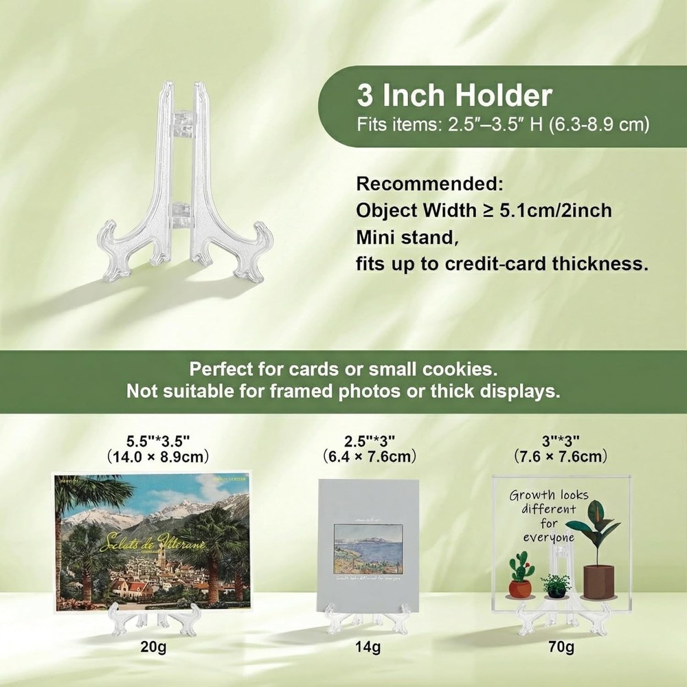 3-Inch Clear Easels for Display - Lightweight 12 Pack for Easy Organization