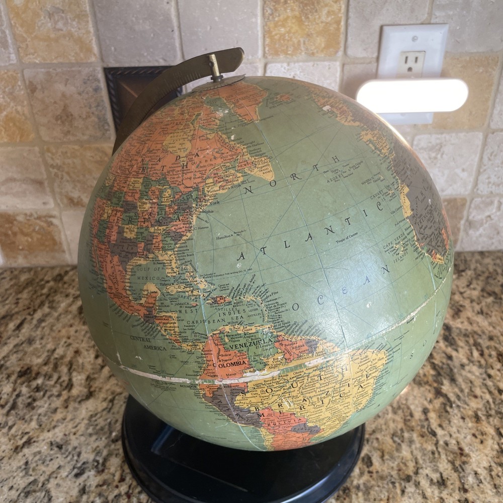 Vintage REPLOGLE 12 inch reference globe Made in USA year unknown