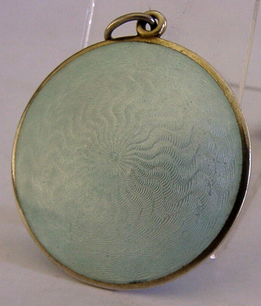 BEAUTIFUL SOLID STERLING SILVER ENAMEL BOX COMPACT c1920 ANTIQUE