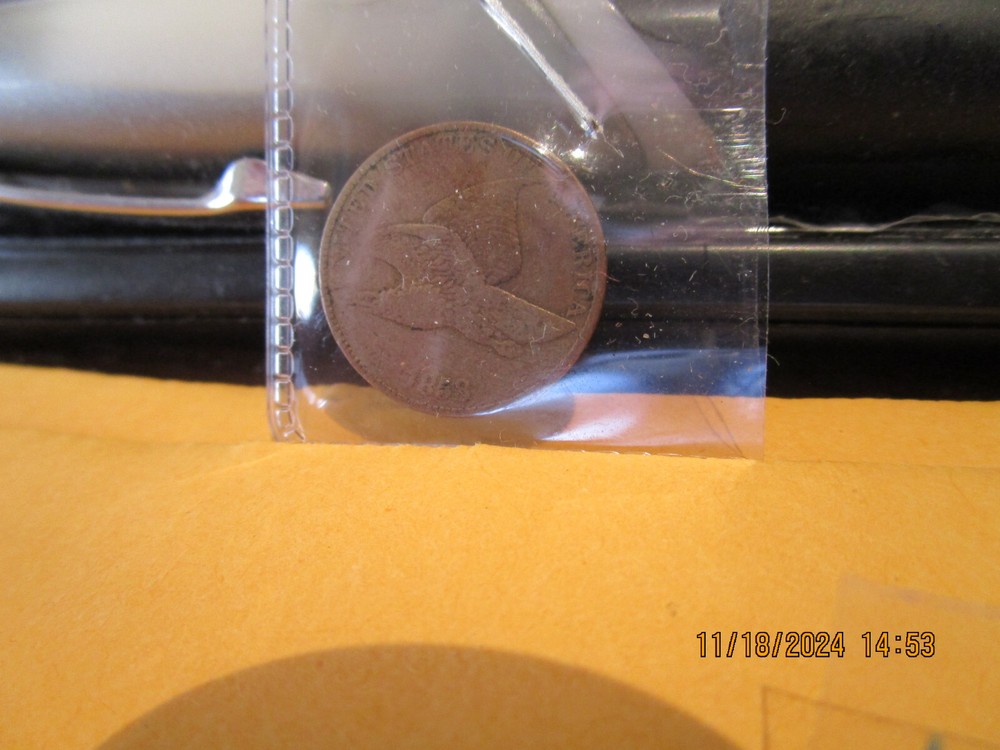1858 SM. LettersFlying Eagle Cent XF