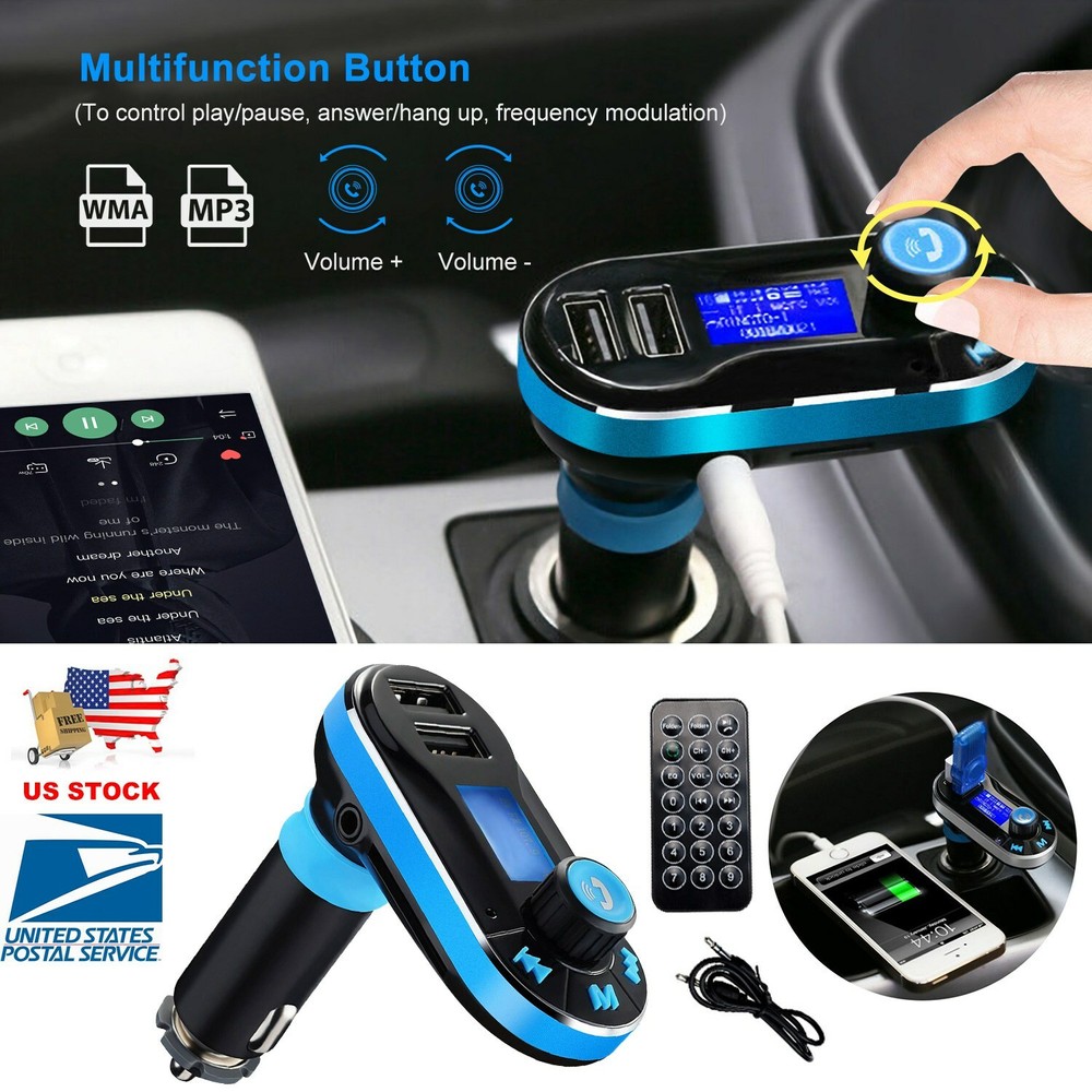 Car Kit FM Transmitter Wireless Radio Hands-free Adapter USB Charger W/Remote