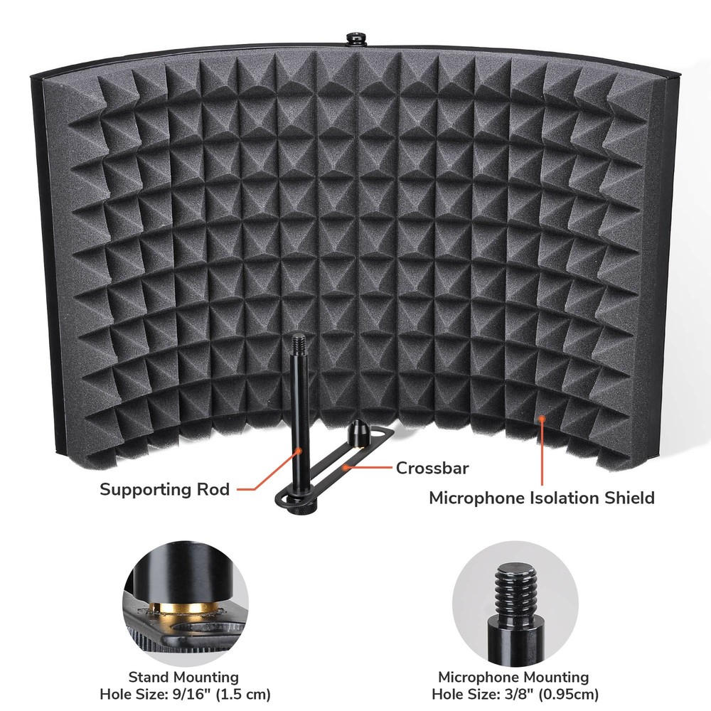 Microphone Isolation Shield Sound Absorber Foam Panel Studio Live Game