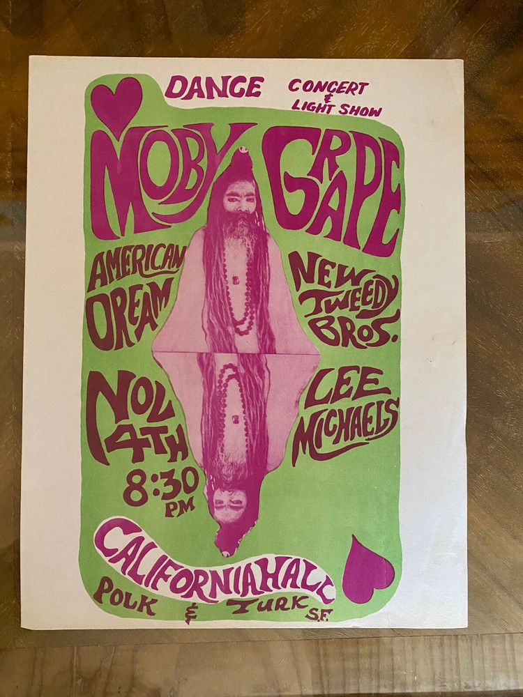 Moby Grape 1966 California Hall Handbill Flyer Psychedelic