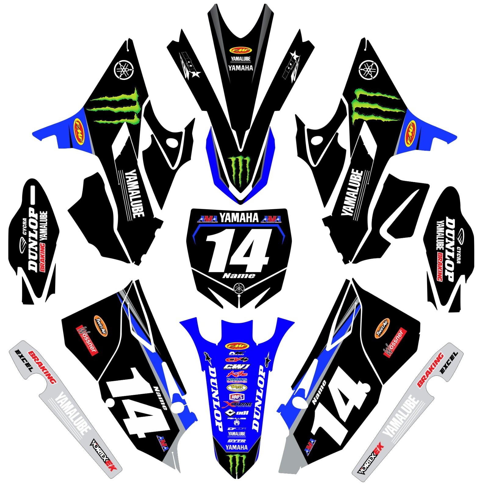 Graphics for Yamaha YZ 125 YZ 250 2002-2021 R-TECH REVOLUTION Star Decals