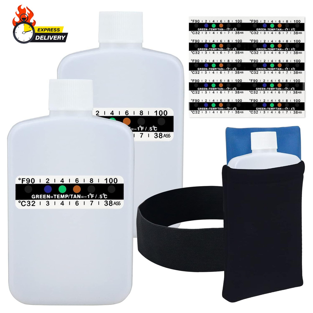 14 Pcs Urine Test Complete Kit Includes 2 White Portable Empty Bottles, Thermal