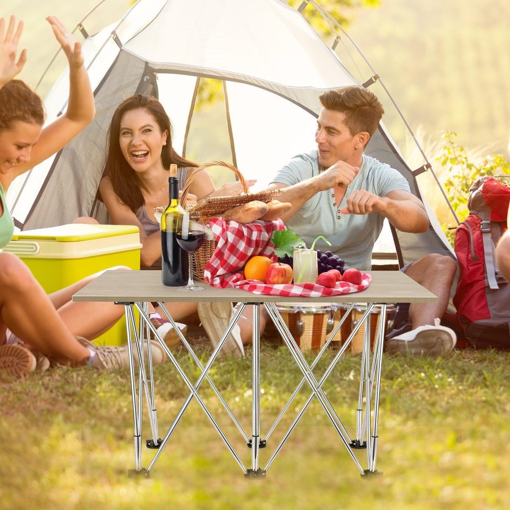 44*23in Portable Work Station with Storage Bag, Foldable Work Bench Table Silver