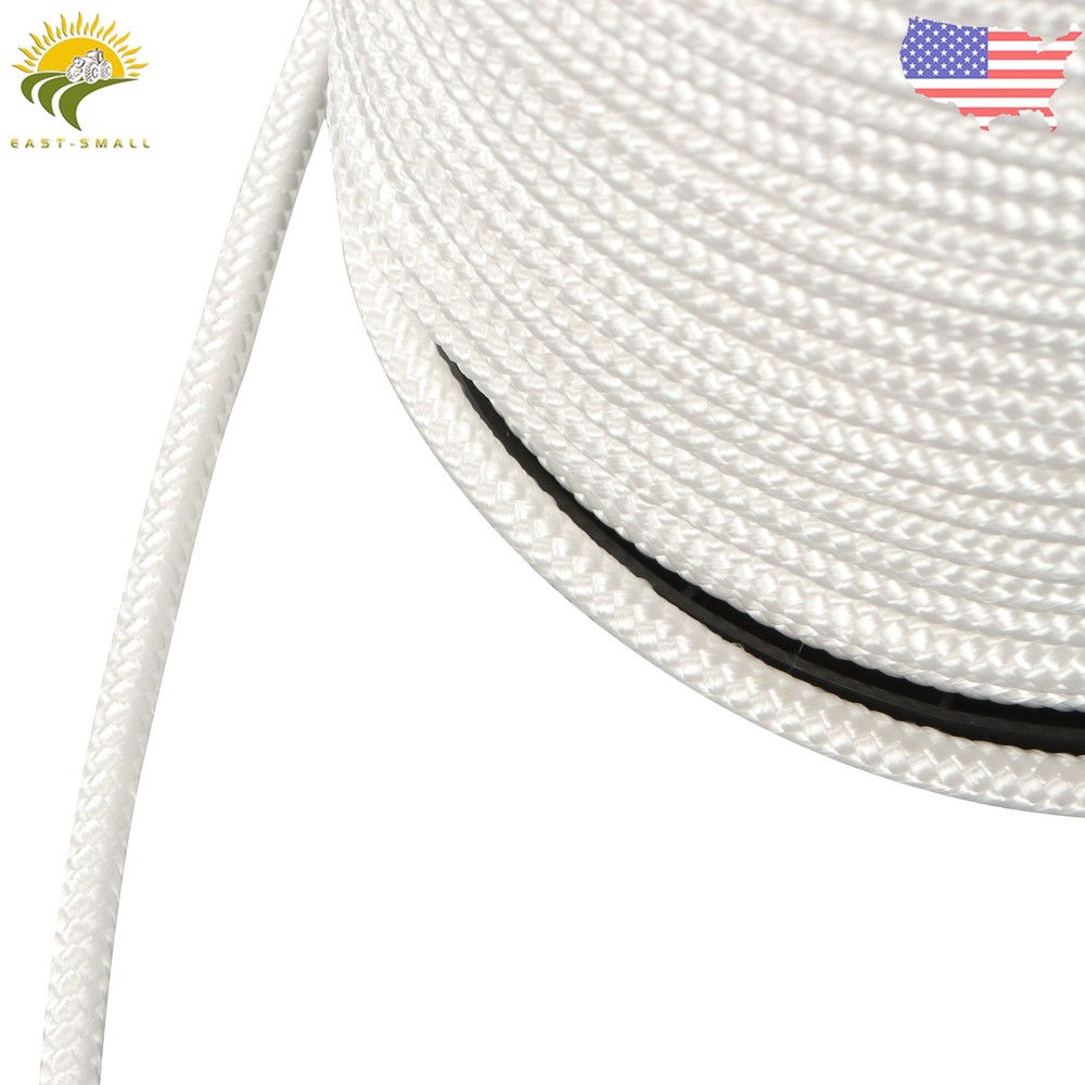 1/4" × 250' White Nylon Rope Sturdy Spool Solid Braid Rope Abrasion Resistance