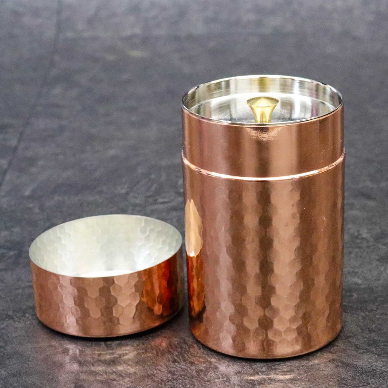 Asahi Pure Copper Tea Canister Hammered Finish Tsubame Certified