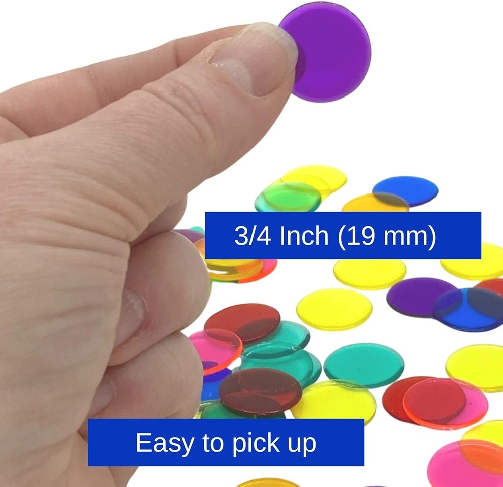 MR CHIPS Plastic Bingo Chips for Games 1000 Count Bag - Solid and Transparent Co