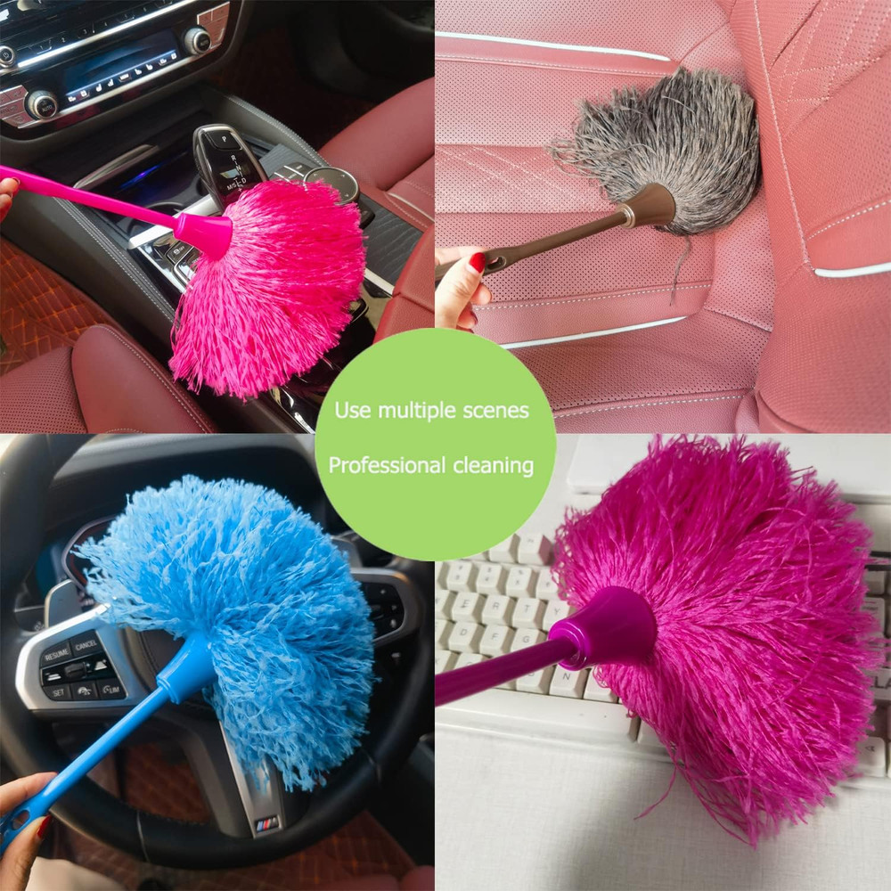 3 Pack Microfiber Delicate Duster,Comfortable Non Slip Handle, 3 Colour Washable