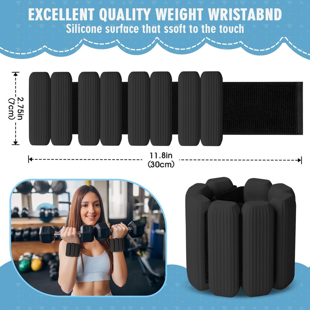 Wrist Weights, 2Pack Adjustable Wearable Ankle medium-sized, Black