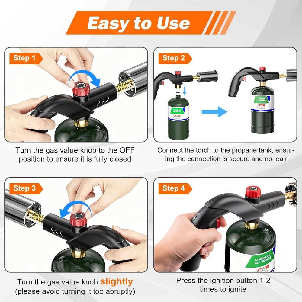Portable Propane Torch - Adjustable Flame for Camping, Grilling & Culinary Arts