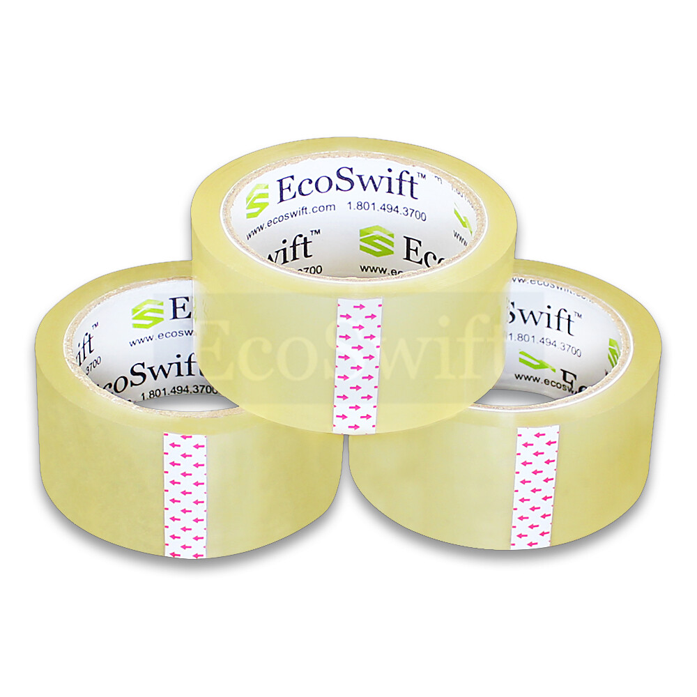 18 ROLLS EcoSwift Carton Box Sealing Packaging Packing Tape 1.6mil 2" x 165 feet