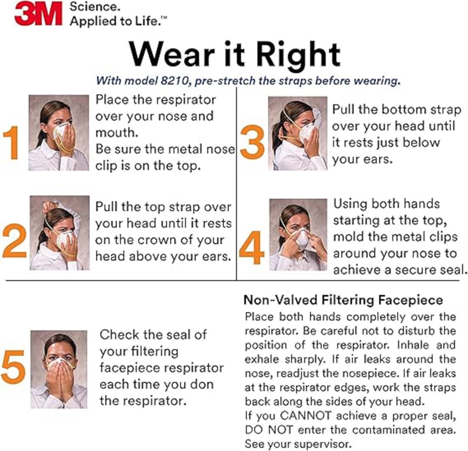 1- Box Of 20 3M 8210 N95 Disposable Protective Particulate Respirator Dust Mask